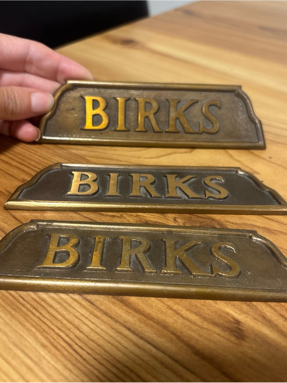 1X Vintage Birks Solid Brass Store Display Plaque - please read description